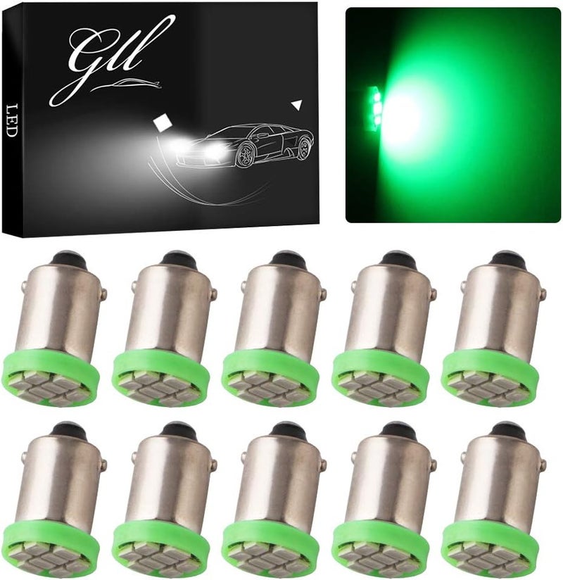 Grandview BA9 BA9S 53 57 1895 64111 Car Vehicle BA9S Green Super Bright LED Bulbs Used for Side Door Courtesy Lights Map Lights-Pack of 10 - Image 1